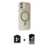 MARSİLYAN™- iPhone 11 Kılıf Çekirdek Modern Prime - Siyah Buffer Hayalet Cam Ekran Koruyucu + PVD Metal Kamera Lens - YL