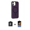 MARSİLYAN™- iPhone 11 Kılıf Çekirdek Modern Prime - Siyah Buffer Hayalet Cam Ekran Koruyucu + PVD Metal Kamera Lens - SH