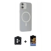 MARSİLYAN™- iPhone 11 Kılıf Çekirdek Modern Prime - Siyah Buffer Hayalet Cam Ekran Koruyucu + PVD Metal Kamera Lens - SH
