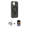 MARSİLYAN™- iPhone 11 Kılıf Çekirdek Modern Prime - Siyah Buffer Hayalet Cam Ekran Koruyucu + Raze Metal Kamera Lens - GS