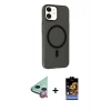 MARSİLYAN™- iPhone 11 Kılıf Çekirdek Modern Prime - Siyah Buffer Hayalet Cam Ekran Koruyucu + Raze Metal Kamera Lens - KI
