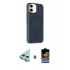 MARSİLYAN™- iPhone 11 Kılıf Çekirdek Modern Prime - Siyah Buffer Hayalet Cam Ekran Koruyucu + Raze Metal Kamera Lens - MI