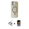 MARSİLYAN™- iPhone 11 Kılıf Çekirdek Modern Prime - Siyah Buffer Hayalet Cam Ekran Koruyucu + Raze Metal Kamera Lens - GS