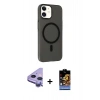 MARSİLYAN™- iPhone 11 Kılıf Çekirdek Modern Prime - Siyah Buffer Hayalet Cam Ekran Koruyucu + Raze Metal Kamera Lens - MR