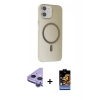 MARSİLYAN™- iPhone 11 Kılıf Çekirdek Modern Prime - Siyah Buffer Hayalet Cam Ekran Koruyucu + Raze Metal Kamera Lens - MR