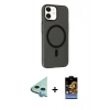 MARSİLYAN™- iPhone 11 Kılıf Çekirdek Modern Prime - Siyah Buffer Hayalet Cam Ekran Koruyucu + Raze Metal Kamera Lens - MI