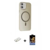MARSİLYAN™- iPhone 11 Kılıf Çekirdek Modern Prime - Siyah Buffer Hayalet Cam Ekran Koruyucu + Renkli Kamera Lens Koruma Cam - TU