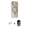 MARSİLYAN™- iPhone 11 Kılıf Çekirdek Modern Prime - Siyah Buffer Hayalet Cam Ekran Koruyucu + Renkli Kamera Lens Koruma Cam - PE