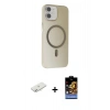 MARSİLYAN™- iPhone 11 Kılıf Çekirdek Modern Prime - Siyah Buffer Hayalet Cam Ekran Koruyucu + Renkli Kamera Lens Koruma Cam - SI