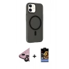 MARSİLYAN™- iPhone 11 Kılıf Çekirdek Modern Prime - Siyah Buffer Hayalet Cam Ekran Koruyucu + Raze Metal Kamera Lens - SH