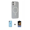 MARSİLYAN™- iPhone 11 Kılıf Çekirdek Modern Prime - Siyah Buffer Hayalet Cam Ekran Koruyucu + Turuncu Neon Fosforlu Kamera Lens