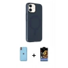 MARSİLYAN™- iPhone 11 Kılıf Çekirdek Modern Prime - Siyah Buffer Hayalet Cam Ekran Koruyucu + Turuncu Neon Fosforlu Kamera Lens