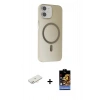 MARSİLYAN™- iPhone 11 Kılıf Çekirdek Modern Prime - Siyah Buffer Hayalet Cam Ekran Koruyucu + Yeşil Renkli Kamera Lens Koruma Cam