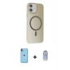 MARSİLYAN™- iPhone 11 Kılıf Çekirdek Modern Prime - Siyah Joko Magic 5D Cam + Turuncu Neon Fosforlu Kamera Lens