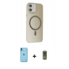 MARSİLYAN™- iPhone 11 Kılıf Çekirdek Modern Prime - Siyah Joko Magic 5D Hayalet Cam + Neon Fosforlu Kamera Lens - MI