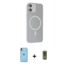 MARSİLYAN™- iPhone 11 Kılıf Çekirdek Modern Prime - Siyah Joko Magic 5D Hayalet Cam + Neon Fosforlu Kamera Lens - TU