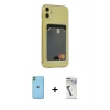 MARSİLYAN™- iPhone 11 Kılıf Doruk Klasik Koleksiyonu - Şeffaf Uv Polymer Nano Ekran Koruyucu + Neon Fosforlu Kamera Lens - YL