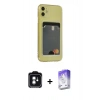 MARSİLYAN™- iPhone 11 Kılıf Doruk Klasik Koleksiyonu - Siyah Bilvis 5in1 3D Magic Cam Ekran Koruyucu + PVD Metal Kamera Lens - YL