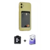 MARSİLYAN™- iPhone 11 Kılıf Doruk Klasik Koleksiyonu - Siyah Bilvis 5in1 5D Magic Hayalet Cam Ekran Koruyucu + PVD Metal Kamera Lens - MI