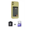 MARSİLYAN™- iPhone 11 Kılıf Doruk Klasik Koleksiyonu - Siyah Bilvis 5in1 5D Magic Hayalet Cam Ekran Koruyucu + Siyah PVD Metal Kamera Lens