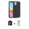 MARSİLYAN™- iPhone 11 Kılıf Doruk Serisi - Şeffaf Uv Polymer Nano Ekran Koruyucu + PVD Metal Kamera Lens - TU