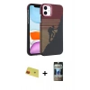 MARSİLYAN™- iPhone 11 Kılıf Doruk Serisi - Siyah 34D Hayalet Izgaralı Cam + Rainbow Kamera Lens Koruma Cam - KI