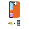 MARSİLYAN™- iPhone 11 Kılıf Doruk Serisi - Siyah 34D Hayalet Izgaralı Cam + Rainbow Kamera Lens Koruma Cam - KI