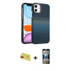 MARSİLYAN™- iPhone 11 Kılıf Doruk Serisi - Siyah 34D Hayalet Izgaralı Cam + Rainbow Kamera Lens Koruma Cam - KI
