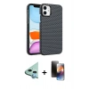 MARSİLYAN™- iPhone 11 Kılıf Doruk Serisi - Siyah 3D Antistatik Mat Seramik Nano Ekran Koruyucu + Raze Metal Kamera Lens - MI