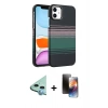 MARSİLYAN™- iPhone 11 Kılıf Doruk Serisi - Siyah 3D Antistatik Mat Seramik Nano Ekran Koruyucu + Raze Metal Kamera Lens - MI