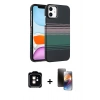 MARSİLYAN™- iPhone 11 Kılıf Doruk Serisi - Siyah 3D Antistatik Mat Seramik Nano Ekran Koruyucu + PVD Metal Kamera Lens - TU