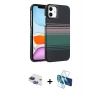 MARSİLYAN™- iPhone 11 Kılıf Doruk Serisi - Siyah 3D Antistatik Seramik Nano Ekran Koruyucu + Pers Alüminyum Kamera Lens - LT