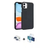 MARSİLYAN™- iPhone 11 Kılıf Doruk Serisi - Siyah 3D Antistatik Seramik Nano Ekran Koruyucu + Pers Alüminyum Kamera Lens - LT