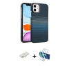 MARSİLYAN™- iPhone 11 Kılıf Doruk Serisi - Siyah 3D Antistatik Seramik Nano Ekran Koruyucu + Renkli Kamera Lens Koruma Cam - YL