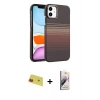 MARSİLYAN™- iPhone 11 Kılıf Doruk Serisi - Siyah Bilvis 3D Mat Cam Ekran Koruyucu + Rainbow Kamera Lens Koruma Cam - KI