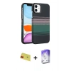 MARSİLYAN™- iPhone 11 Kılıf Doruk Serisi - Siyah Bilvis 5in1 3D Magic Cam Ekran Koruyucu + Rainbow Kamera Lens Koruma Cam - KI