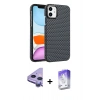 MARSİLYAN™- iPhone 11 Kılıf Doruk Serisi - Siyah Bilvis 5in1 3D Magic Cam Ekran Koruyucu + Raze Metal Kamera Lens - MR