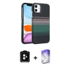 MARSİLYAN™- iPhone 11 Kılıf Doruk Serisi - Siyah Bilvis 5in1 3D Magic Cam Ekran Koruyucu + PVD Metal Kamera Lens - TU