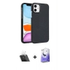 MARSİLYAN™- iPhone 11 Kılıf Doruk Serisi - Siyah Bilvis 5in1 5D Magic Hayalet Cam Ekran Koruyucu + Kamera Lens Koruma Cam - SF