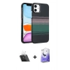 MARSİLYAN™- iPhone 11 Kılıf Doruk Serisi - Siyah Bilvis 5in1 5D Magic Hayalet Cam Ekran Koruyucu + Kamera Lens Koruma Cam - SF