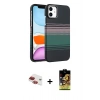 MARSİLYAN™- iPhone 11 Kılıf Doruk Serisi - Siyah Buffer Cam Ekran Koruyucu + Pers Alüminyum Kamera Lens - KI