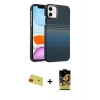 MARSİLYAN™- iPhone 11 Kılıf Doruk Serisi - Siyah Buffer Cam Ekran Koruyucu + Rainbow Kamera Lens Koruma Cam - KI