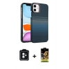 MARSİLYAN™- iPhone 11 Kılıf Doruk Serisi - Siyah Buffer Cam Ekran Koruyucu + PVD Metal Kamera Lens - YL