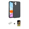 MARSİLYAN™- iPhone 11 Kılıf Doruk Serisi - Siyah Buffer Cam Ekran Koruyucu + Renkli Kamera Lens Koruma Cam - SI