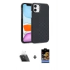 MARSİLYAN™- iPhone 11 Kılıf Doruk Serisi - Siyah Buffer Hayalet Cam Ekran Koruyucu + Kamera Lens Koruma Cam - SF