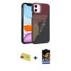 MARSİLYAN™- iPhone 11 Kılıf Doruk Serisi - Siyah Buffer Hayalet Cam Ekran Koruyucu + Kırmızı Rainbow Kamera Lens Koruma Cam
