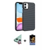 MARSİLYAN™- iPhone 11 Kılıf Doruk Serisi - Siyah Buffer Hayalet Cam Ekran Koruyucu + Raze Metal Kamera Lens - KI
