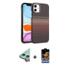 MARSİLYAN™- iPhone 11 Kılıf Doruk Serisi - Siyah Buffer Hayalet Cam Ekran Koruyucu + Raze Metal Kamera Lens - KI