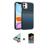 MARSİLYAN™- iPhone 11 Kılıf Doruk Serisi - Siyah Buffer Hayalet Cam Ekran Koruyucu + Raze Metal Kamera Lens - KI