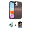 MARSİLYAN™- iPhone 11 Kılıf Doruk Serisi - Siyah Buffer Hayalet Cam Ekran Koruyucu + Raze Metal Kamera Lens - MI